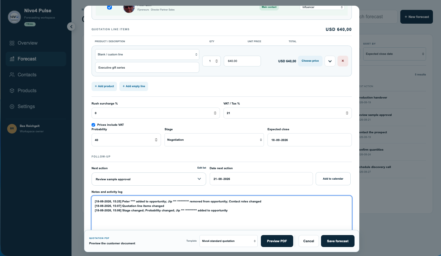 Professionele offerteregels en opvolging in Pulse